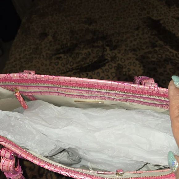 Brahmin Pink Croc-Embossed Tote - Picture 4 of 5